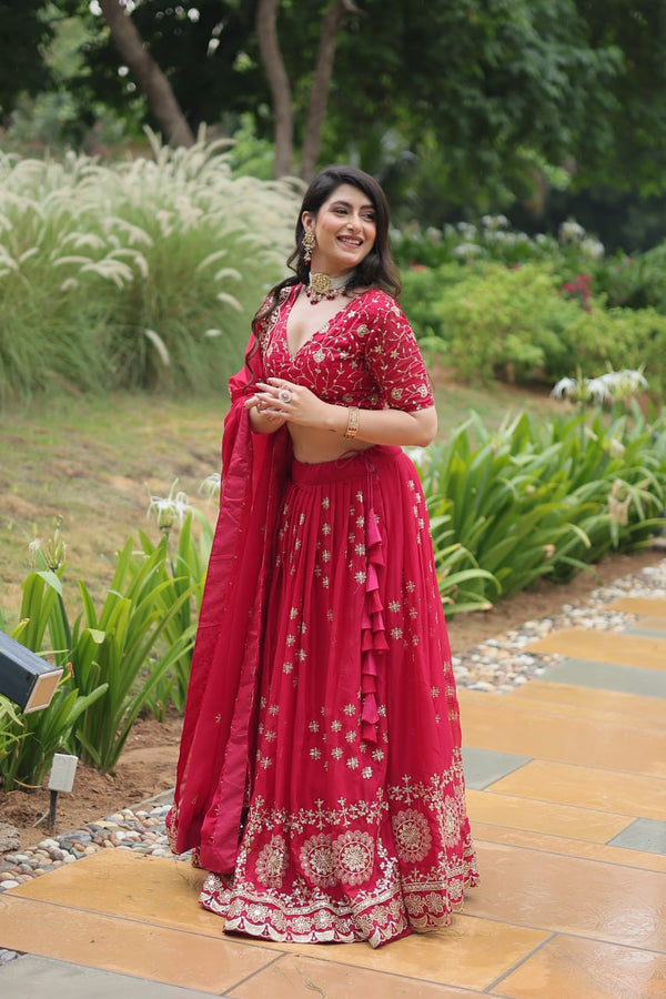 Designer Lehenga collection Made with Rangoli Silk With Sequins And thread Embroidered work Lehenga Choli with Dupatta