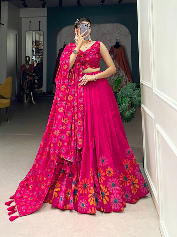 Shivtraa Lux Blossom Boldly: Radiate Charm in Floral Printed Pink Lehengas