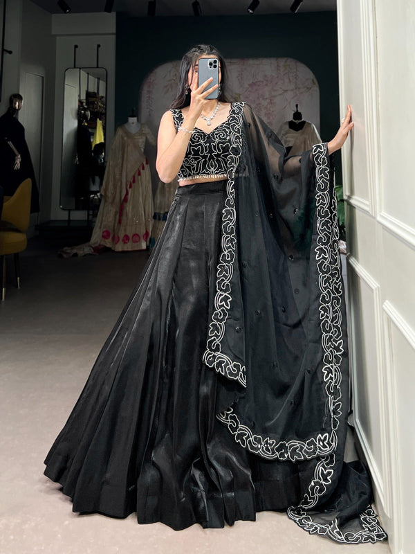 Midnight Elegance Black Embroidered Lehenga Set