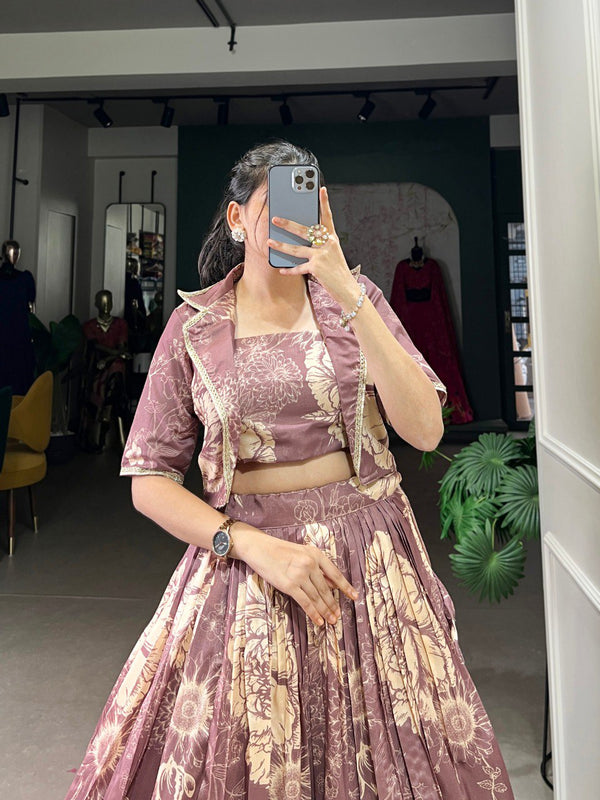 Floral Printed Stylish Designer Brown Co-ord Set