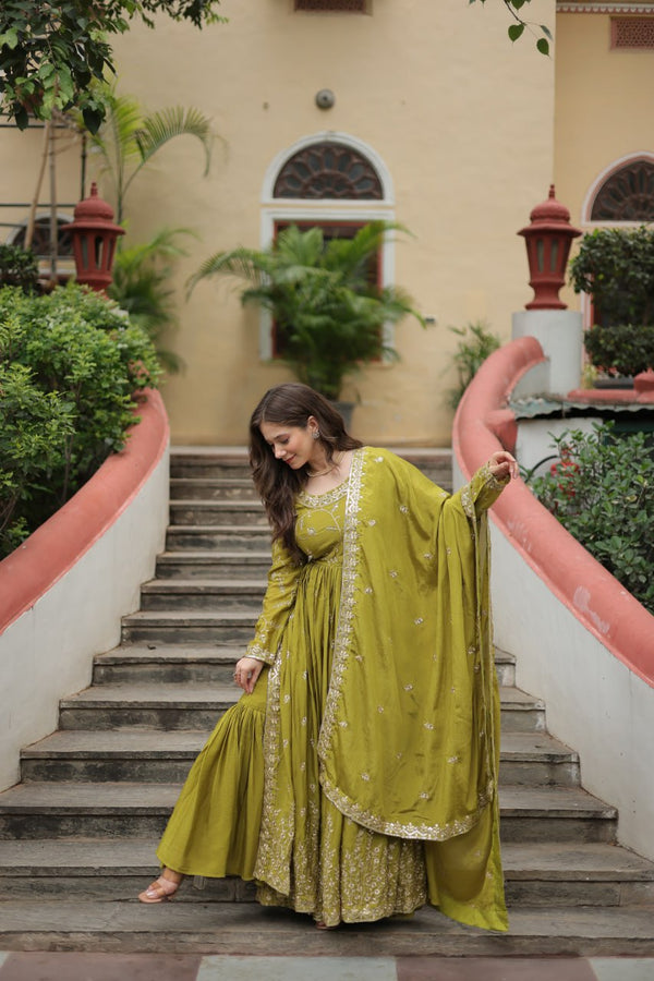 Premium Designer Readymade Top-sharara-dupatta