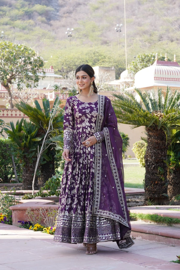 Wine Woven Viscose Kurta Set